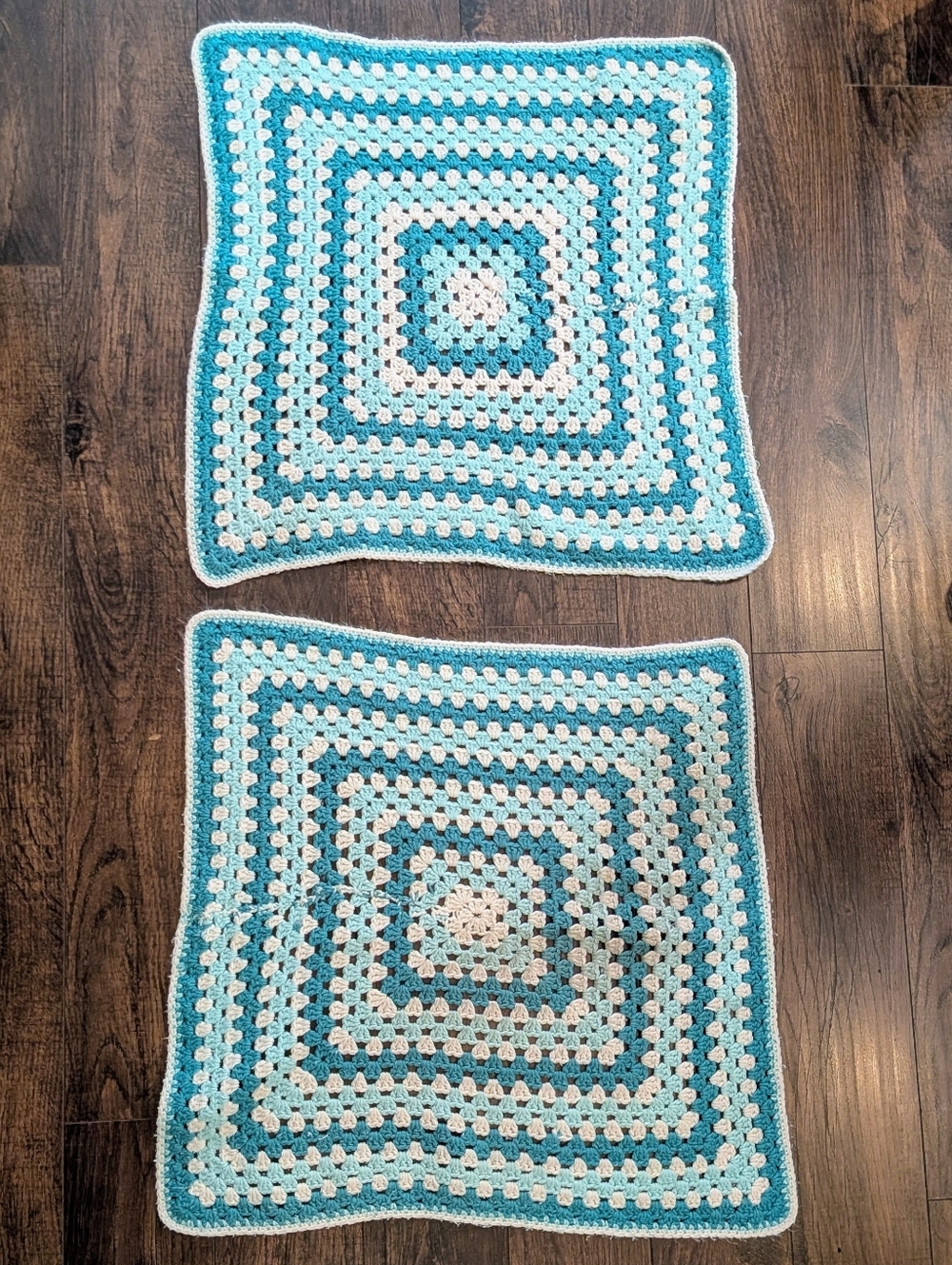 EUC Vintage Handmade 26"x26" Pair of Matched Jumbo Crocheted Granny Squares